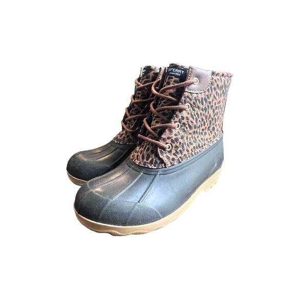 NWT/NIB Sperry Girl’s Port Leopard  Tan Duck Boots (Size 6) - Picture 1 of 6